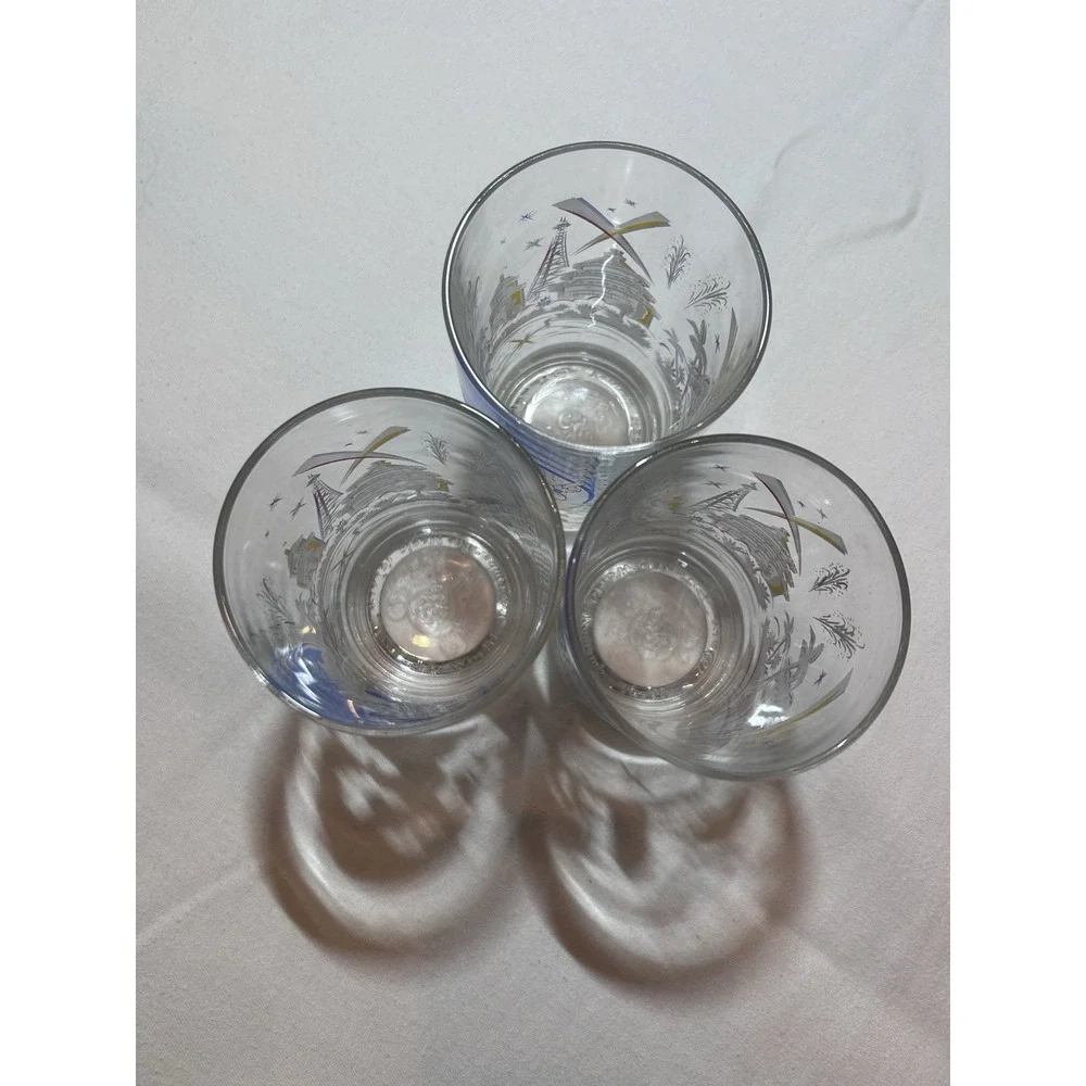 Set of 3 Disney Epcot Mickey Mouse Glasses Commemorative Souvenir‎